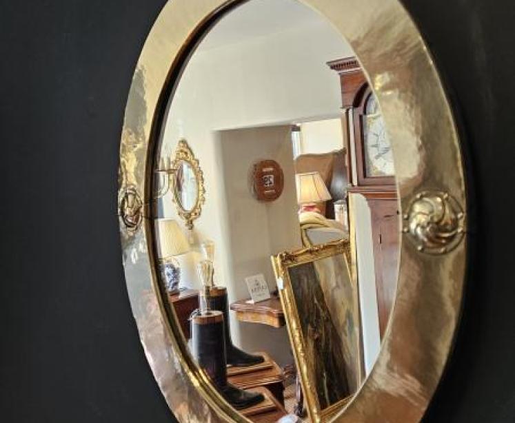 Art Nouveau Brass Framed Mirror - Image 6