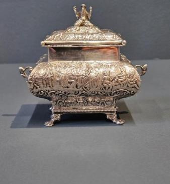 Outstanding Victorian Dutch Sterling Silver Tea Caddy