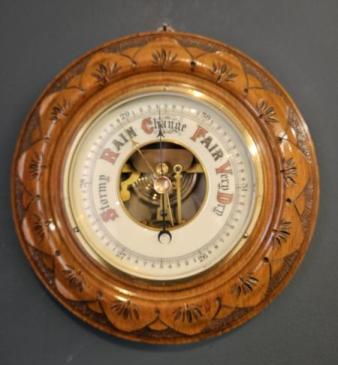 Late Victorian Walnut Cased Aneroid Barometer