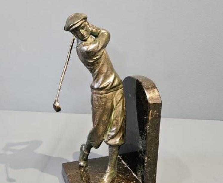 Pair of 1930's Bronze and Marble Book Ends - Image 3