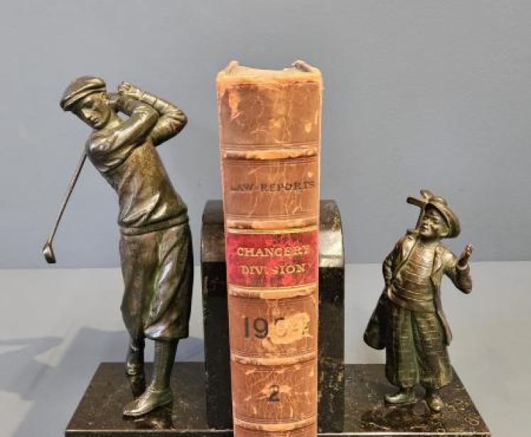 Pair of 1930's Bronze and Marble Book Ends - Image 5