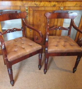 Fine Pair of William IV Period Elbow Chairs