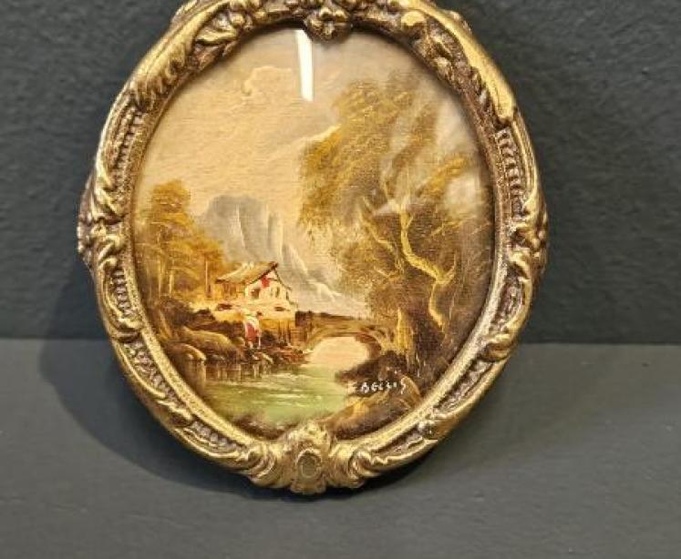 Victorian Oil on Board Framed Miniature - Image 1