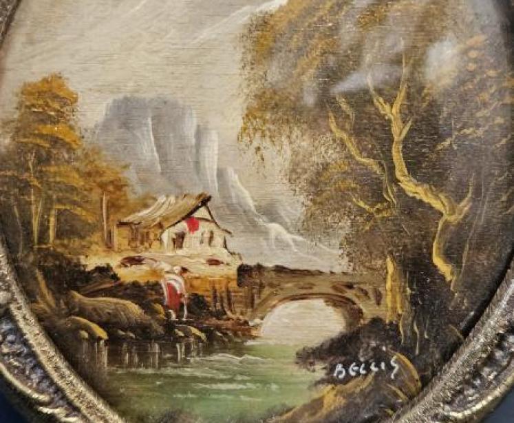 Victorian Oil on Board Framed Miniature - Image 2