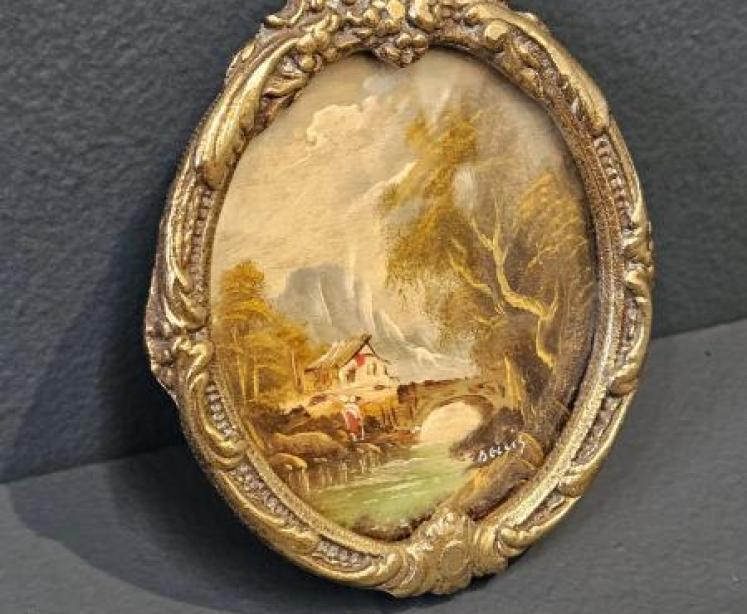 Victorian Oil on Board Framed Miniature - Image 4