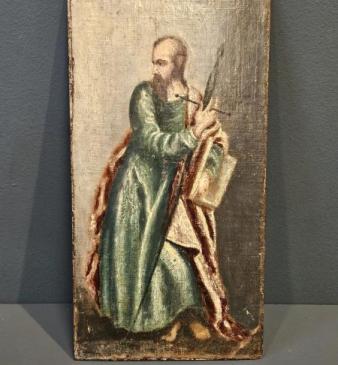 Victorian Oil on Canvas Icon of an Apostle