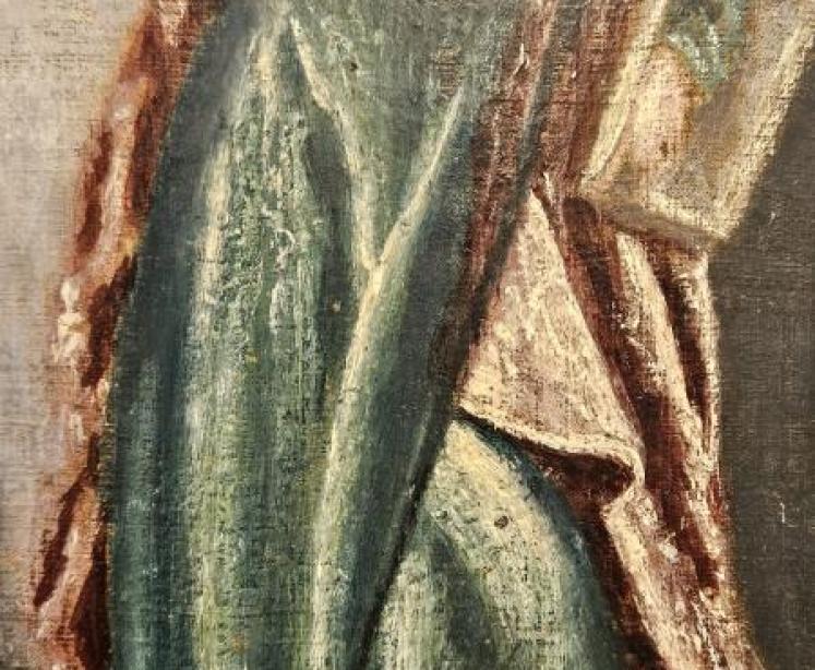 Victorian Oil on Canvas Icon of an Apostle - Image 5