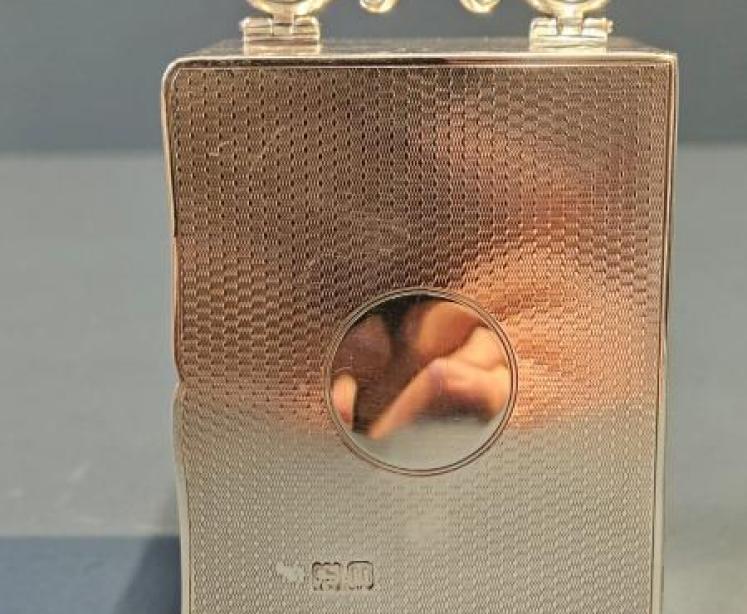 George V Engine Turned Silver Carriage Clock - Image 4