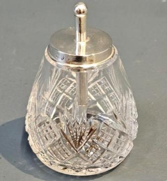  Victorian Silver and Crystal Glue Pot