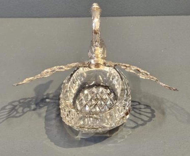 Edwardian Silver and Crystal Swan Bon Bon Dish - Image 5