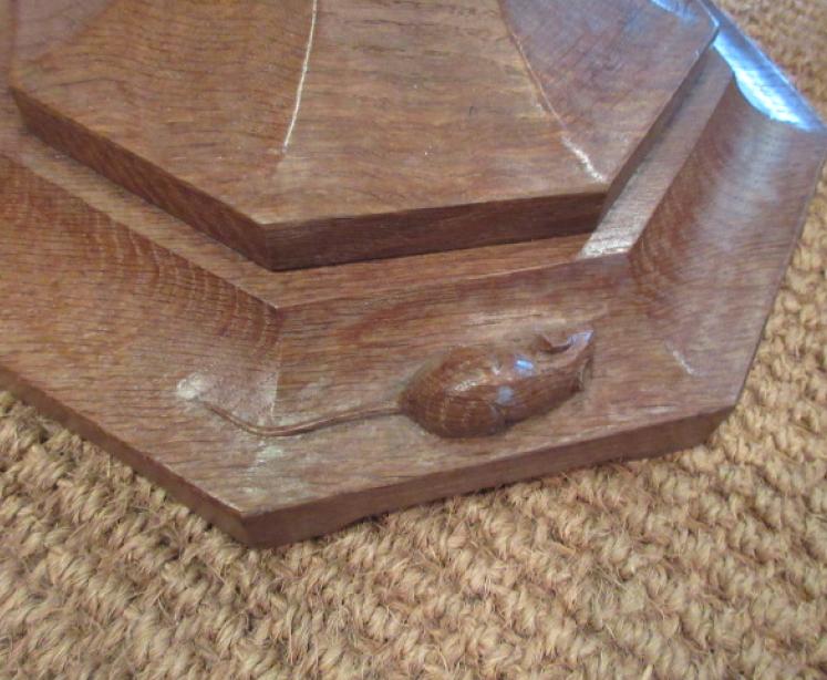 Superb Mouseman Adzed Oak Standard Lamp - Image 4