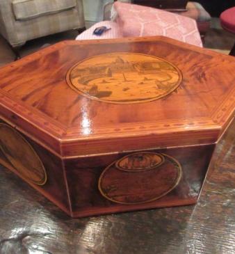 Superb Regency Period Inlaid Lozenge Shaped Box