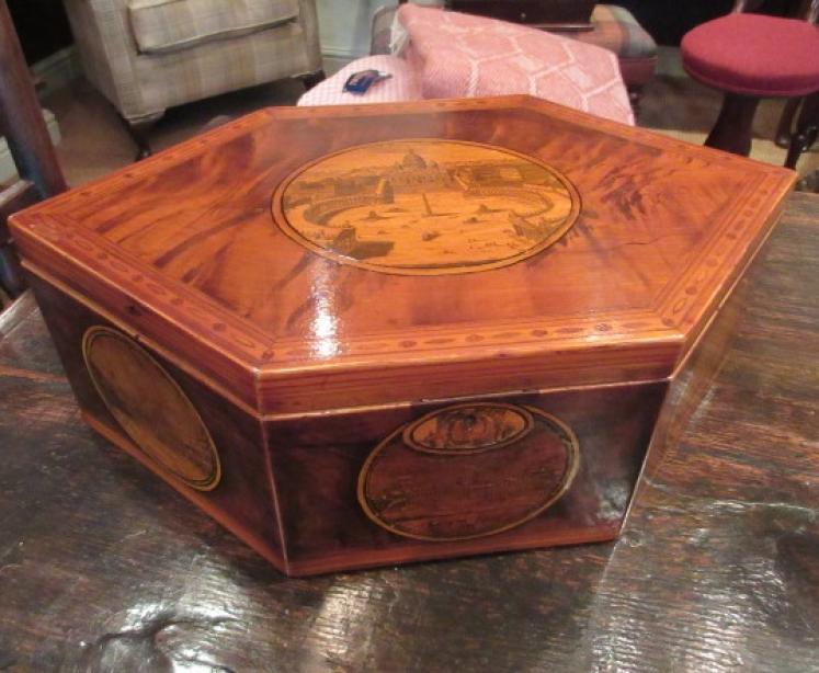 Superb Regency Period Inlaid Lozenge Shaped Box - Image 1