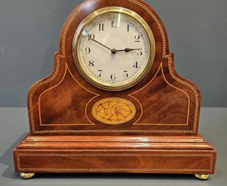 Edwardian Sheraton Inlaid Mantel Clock - Image 1