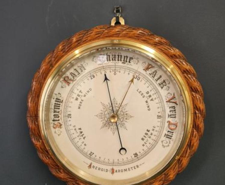 Victorian Rope Twist Oak Cased Ships Barometer - Image 1