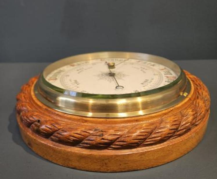 Victorian Rope Twist Oak Cased Ships Barometer - Image 5