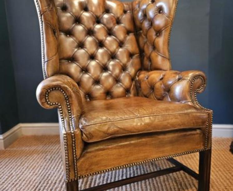 1920's Leather Wing Back Arm Chair - Image 1