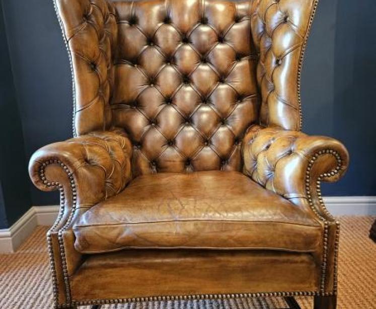 1920's Leather Wing Back Arm Chair - Image 2