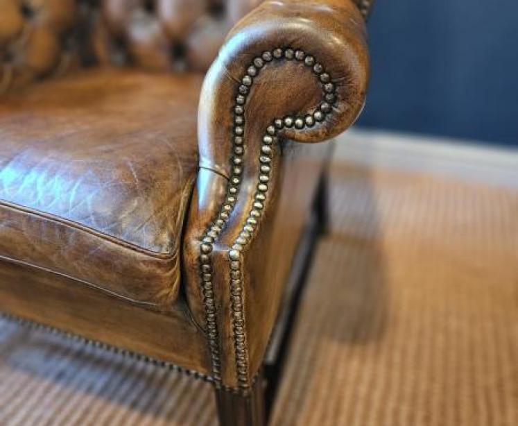 1920's Leather Wing Back Arm Chair - Image 4