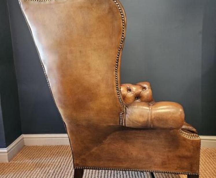 1920's Leather Wing Back Arm Chair - Image 5