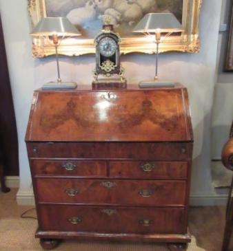 Outstanding William & Mary Period Figured Walnut Bureau