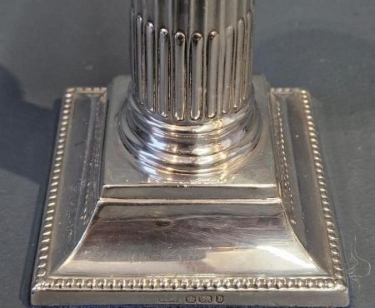 Victorian Silver Reeded Column Candlesticks - Image 2