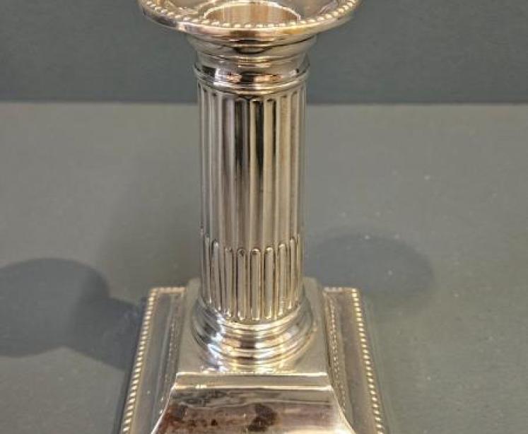 Victorian Silver Reeded Column Candlesticks - Image 5