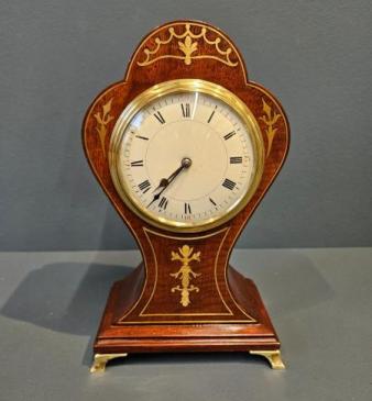 Aspreys Brass Inlaid Edwardian Mantel Clock