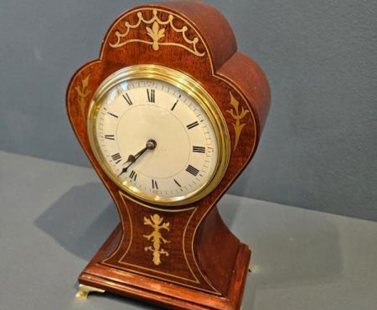Aspreys Brass Inlaid Edwardian Mantel Clock - Image 3