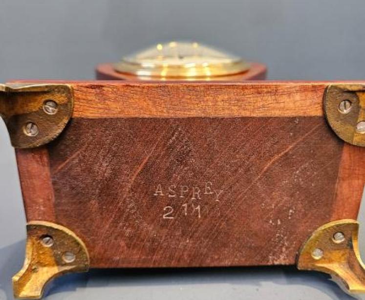 Aspreys Brass Inlaid Edwardian Mantel Clock - Image 7