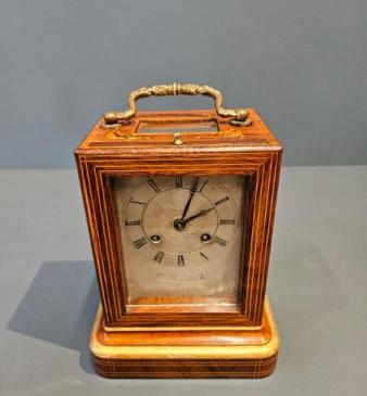 Regency Inlaid Rosewood Bell Chiming Mantel Clock