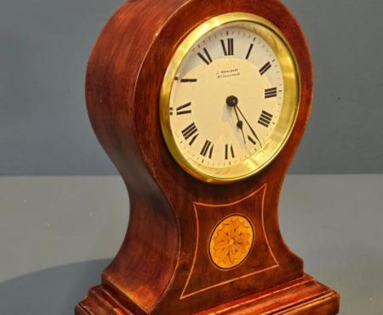 Edwardian Sunflower Inlay Balloon Clock - Image 3
