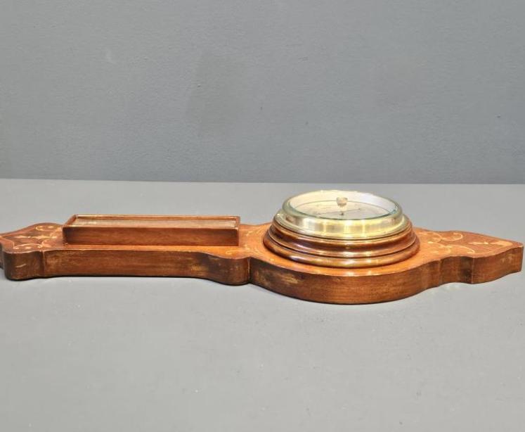 Small Edwardian Inlaid Mahogany Banjo Barometer - Image 4