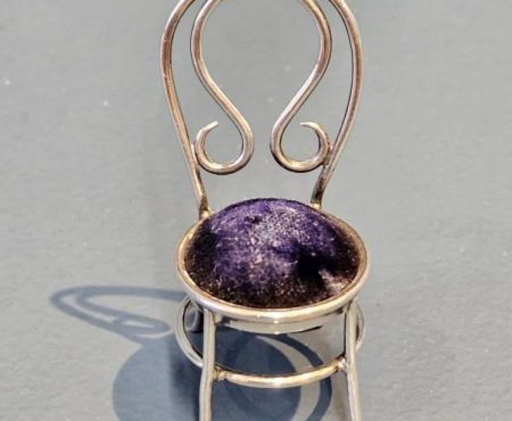 Victorian Silver Chair Pin Cushion - Image 1