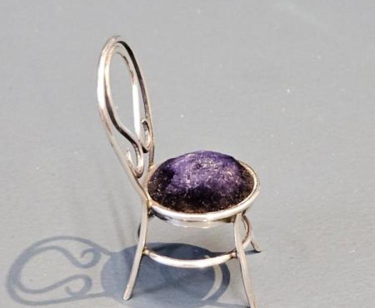 Victorian Silver Chair Pin Cushion - Image 2