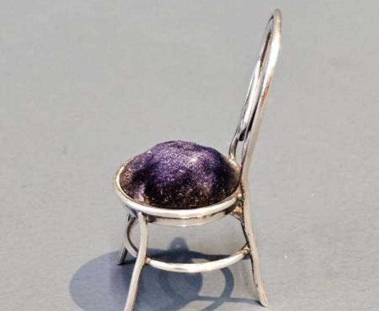 Victorian Silver Chair Pin Cushion - Image 4