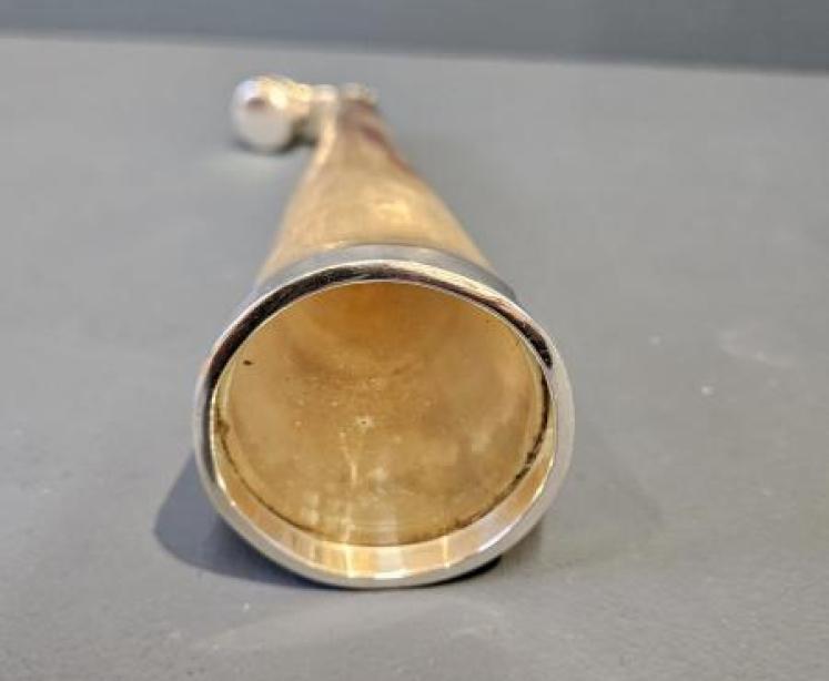 Unusual Victorian Horn and Silver Hunting Flask - Image 4