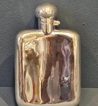 George V Curved Silver Hip Flask