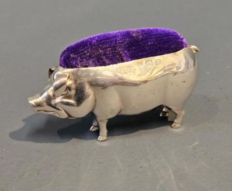 Silver Pig Pin Cushion by Aide and Lovekin - Image 1