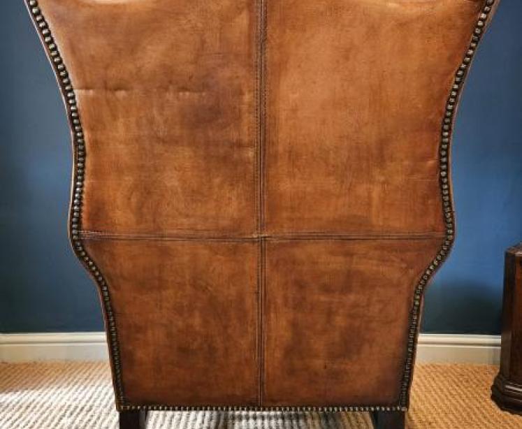 1920's Tan Leather Wing Back Arm Chair  - Image 7