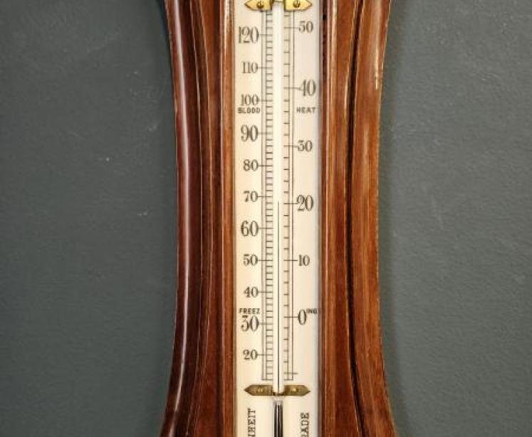 Victorian Carved Walnut Banjo Barometer  - Image 3