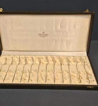 Set of 12 Norwegian Silver Pastry Forks