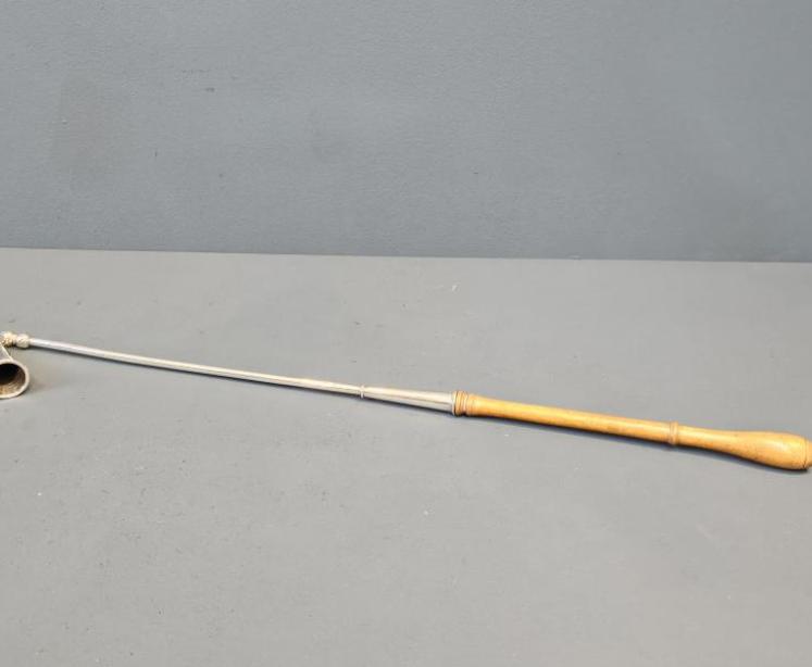 Rare Edwardian Long Handle Cast Silver Snuffer - Image 1