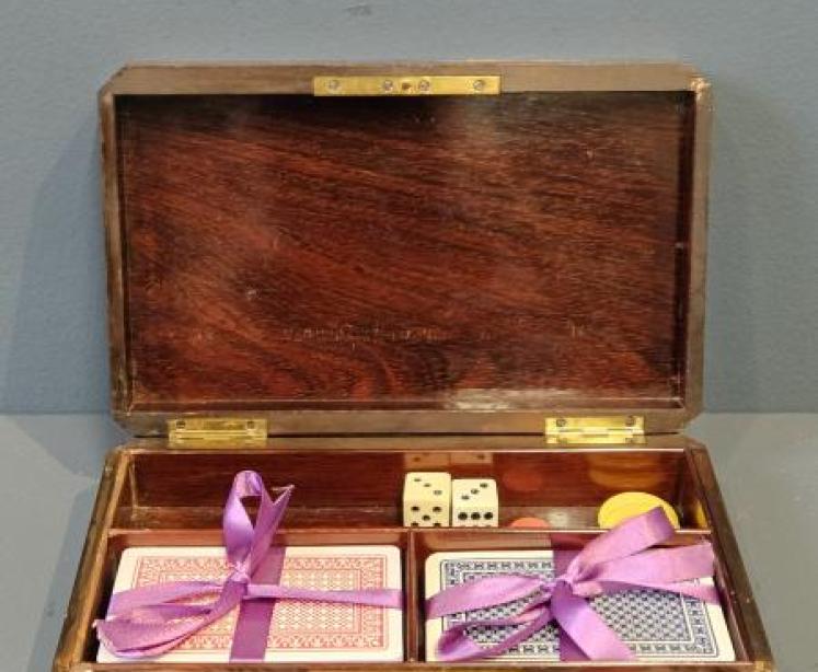 Mid Victorian Amboyna and Brass Inlaid Card Box - Image 6