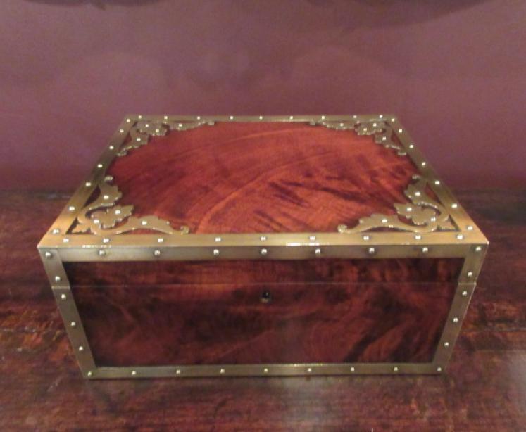 Top Quality Mid Victorian Walnut & Brass Jewel Box - Image 1