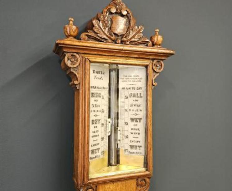 Victorian Oak Seacoast Stick Barometer  - Image 4