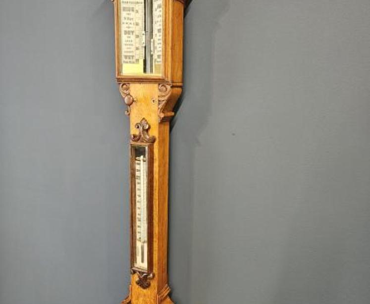 Victorian Oak Seacoast Stick Barometer  - Image 7