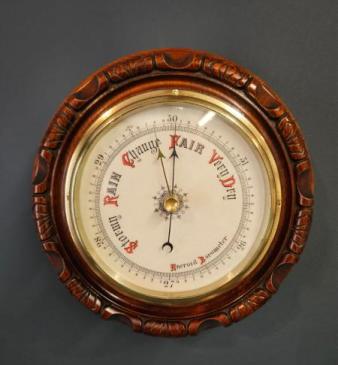 Outstanding Quality Victorian Carved and Turned Walnut Barometer