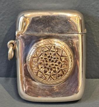 Silver and 9ct Gold Medallion Vesta Case