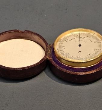 Victorian Gilt Brass Pocket Barometer 